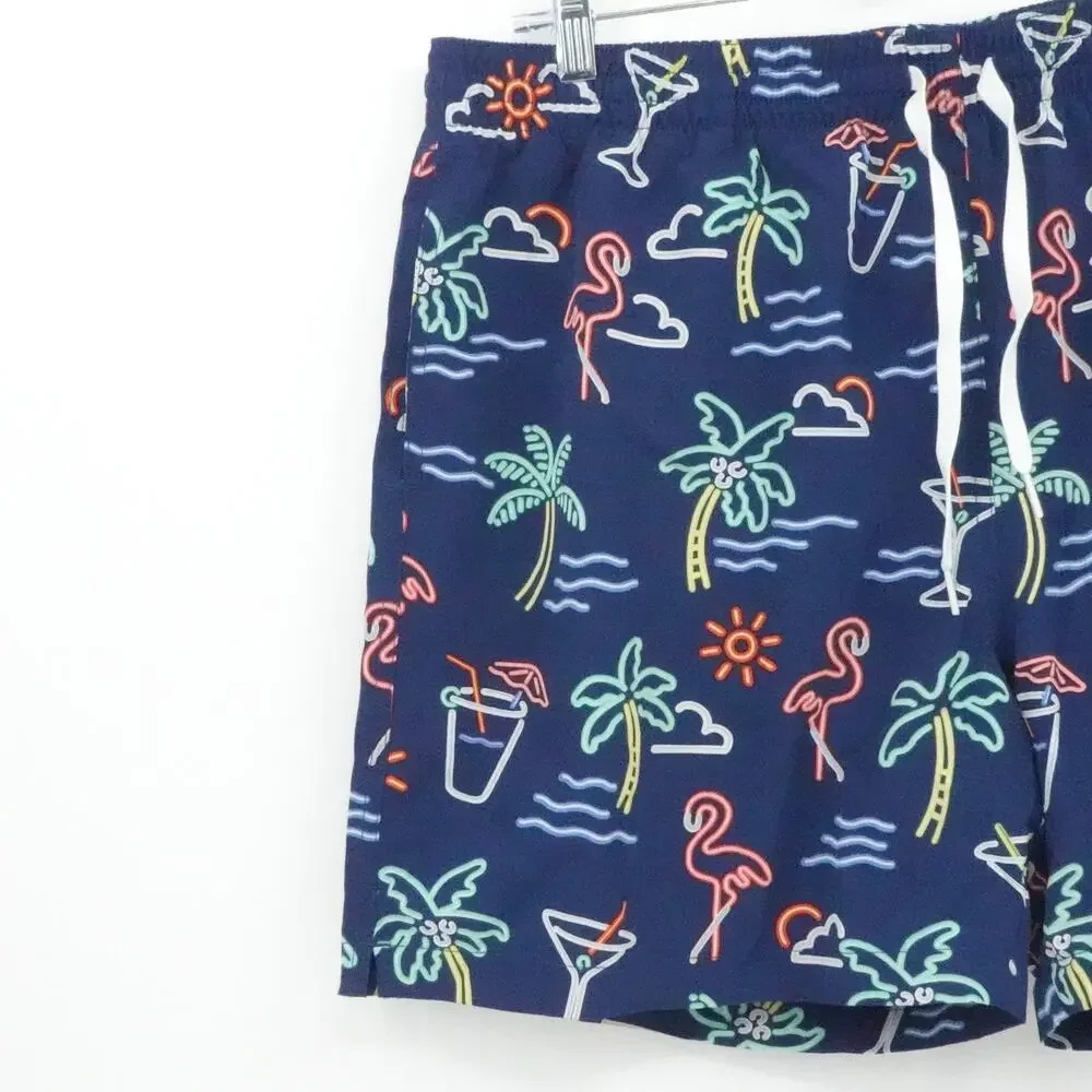 Chubbies Swim Trunks Shorts Mens 2XL Flamingo Palm Tree Neon‎ Print 5.5 Inseam